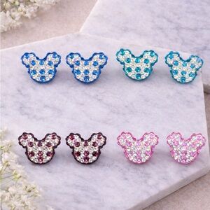 AB Crystal Mini Mickey Stud Earrings | Custom Color Sparkle